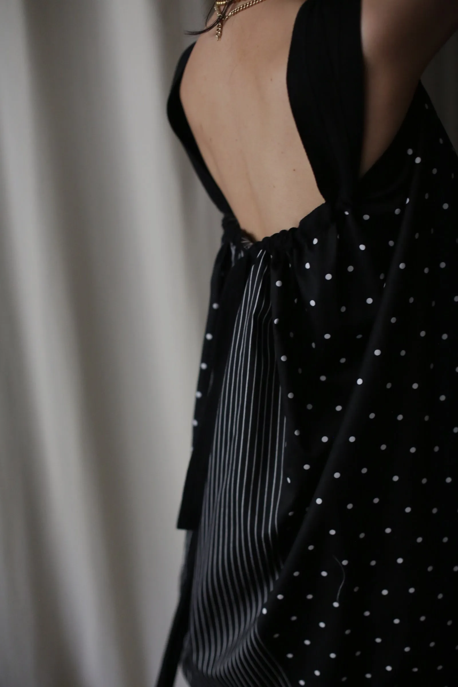 Cotton Peony Dress | B/W Polkadot